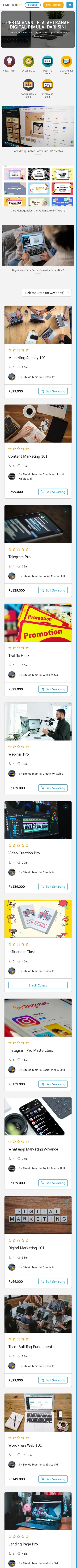 Website LMS Kelas Online mobile preview