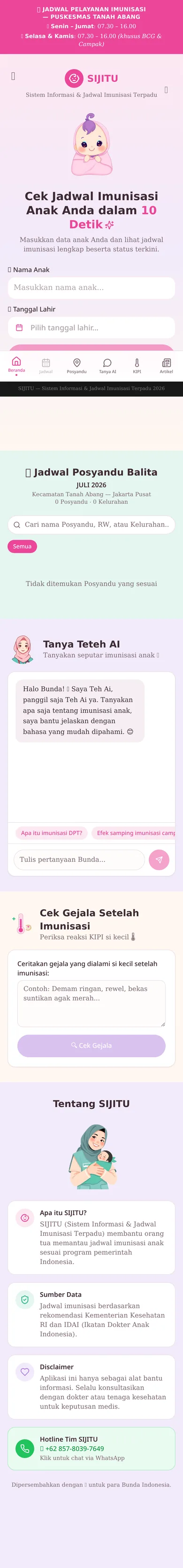 Web App Info Imunisasi mobile preview